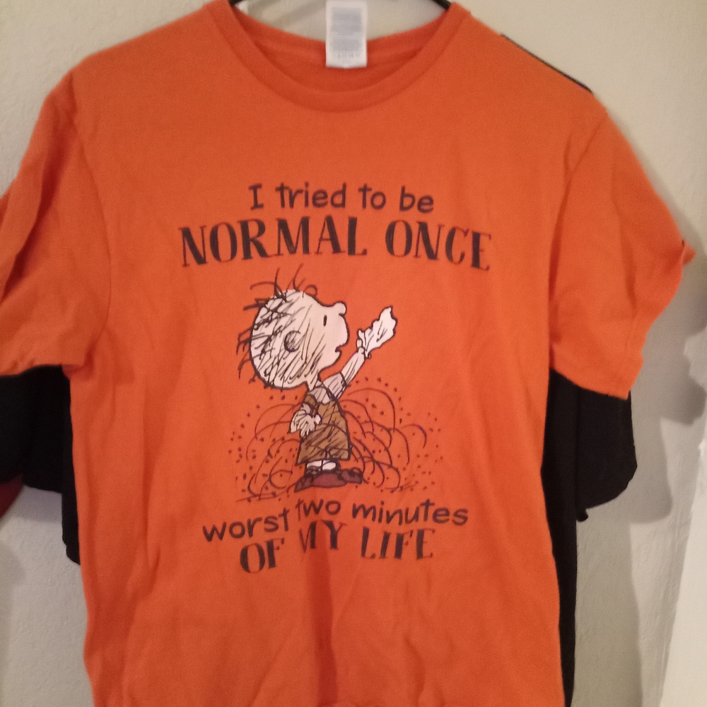 Bright Orange Short Sleeve Tee with Cartoon Graphic